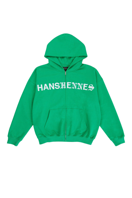 HANSHENNES - Green Zip  Hoodie - Heavyweight Hoodie - French Terry Hoodie